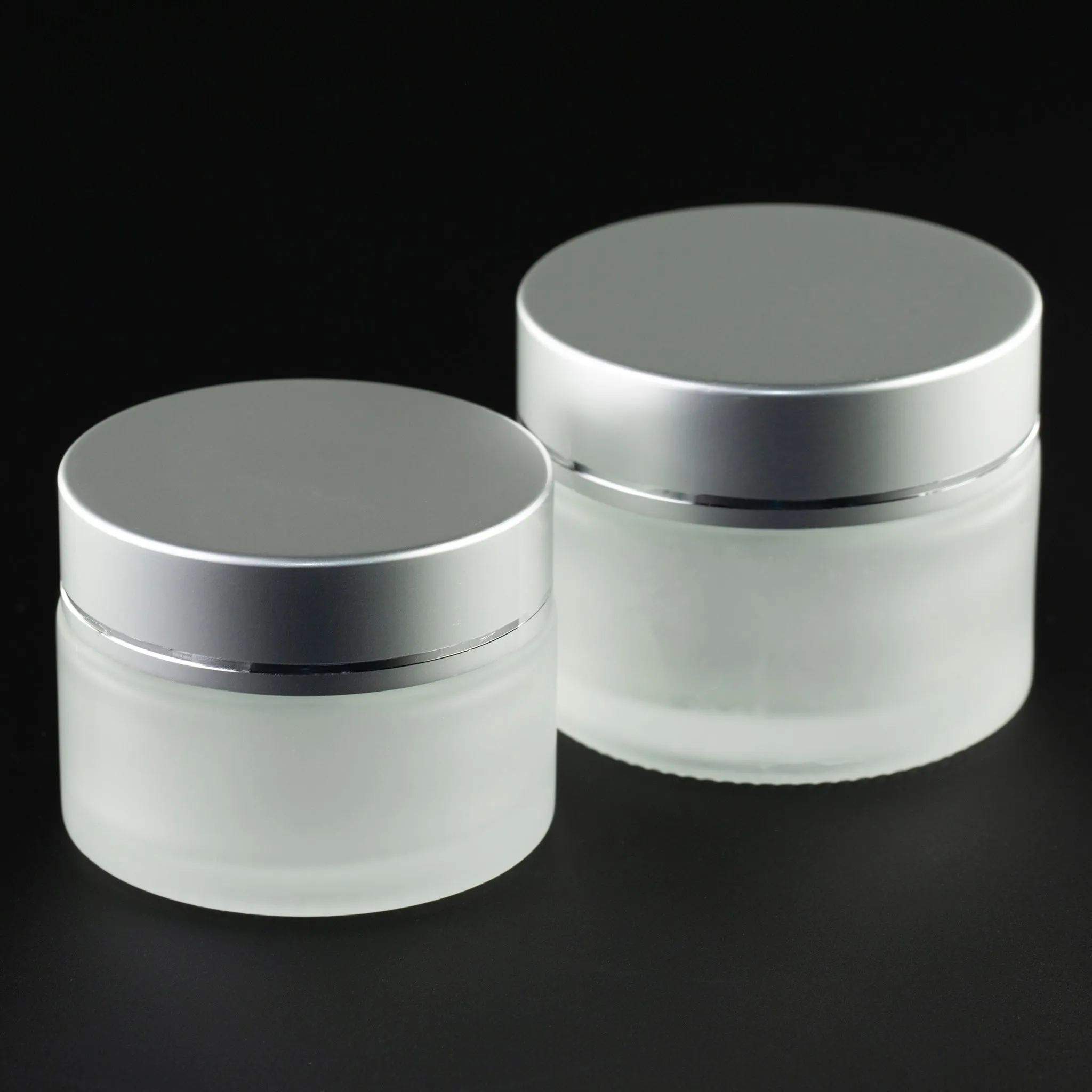 30 ml Frosted Glass Jar with Brushed Silver Cap and Foam Liner