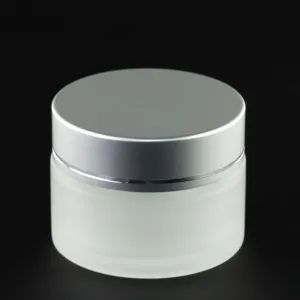 30 ml Frosted Glass Jar with Brushed Silver Cap and Foam Liner