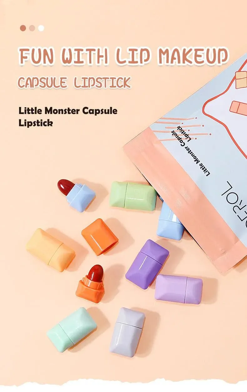 DEROL 8 PC Little Monster Capsule Matte Valvet Makeup Lipstick