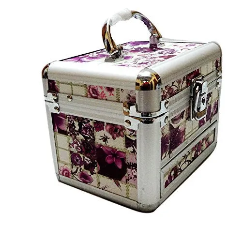 Home EssentialsTM Large Capacity Cosmetics Bag Flower Pattern Storage Box Make-up Makeup Women Ladies Cosmetic Vanity Case (Print Might Vary)