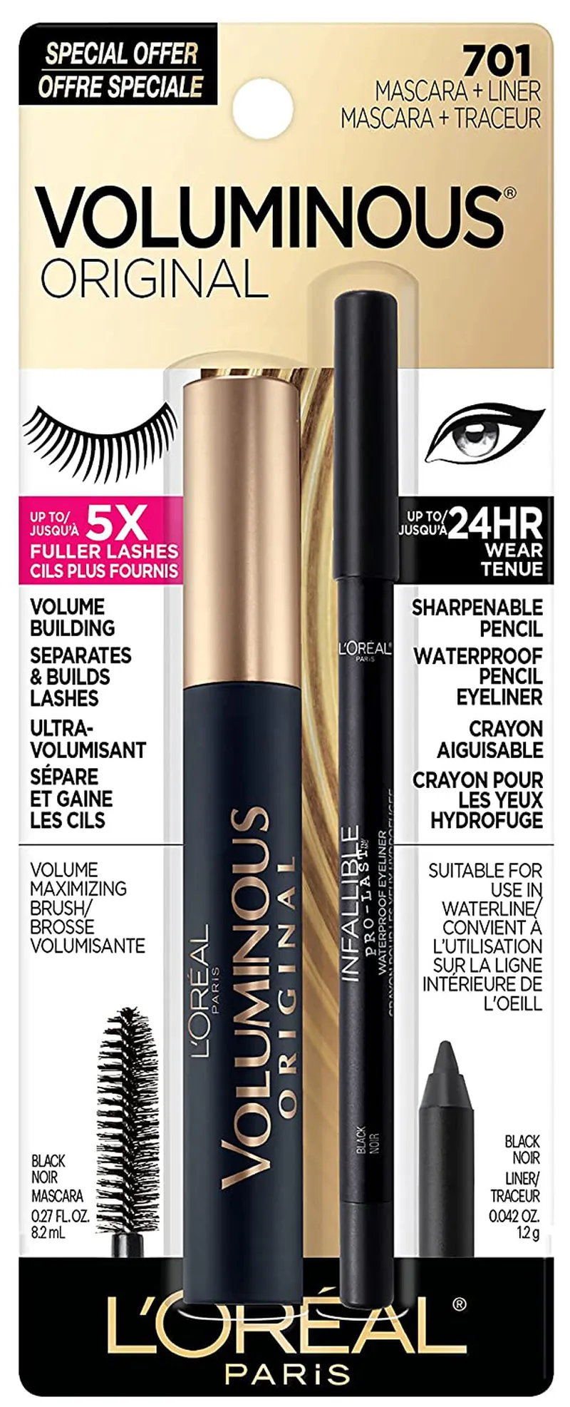 L’Oreal Paris Makeup Voluminous Original Volume Building Mascara, Carbon Black, 0.26 Fl Oz