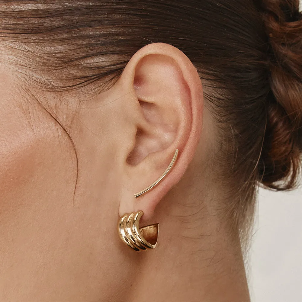 Triple Wave Hoop Earrings in Gold