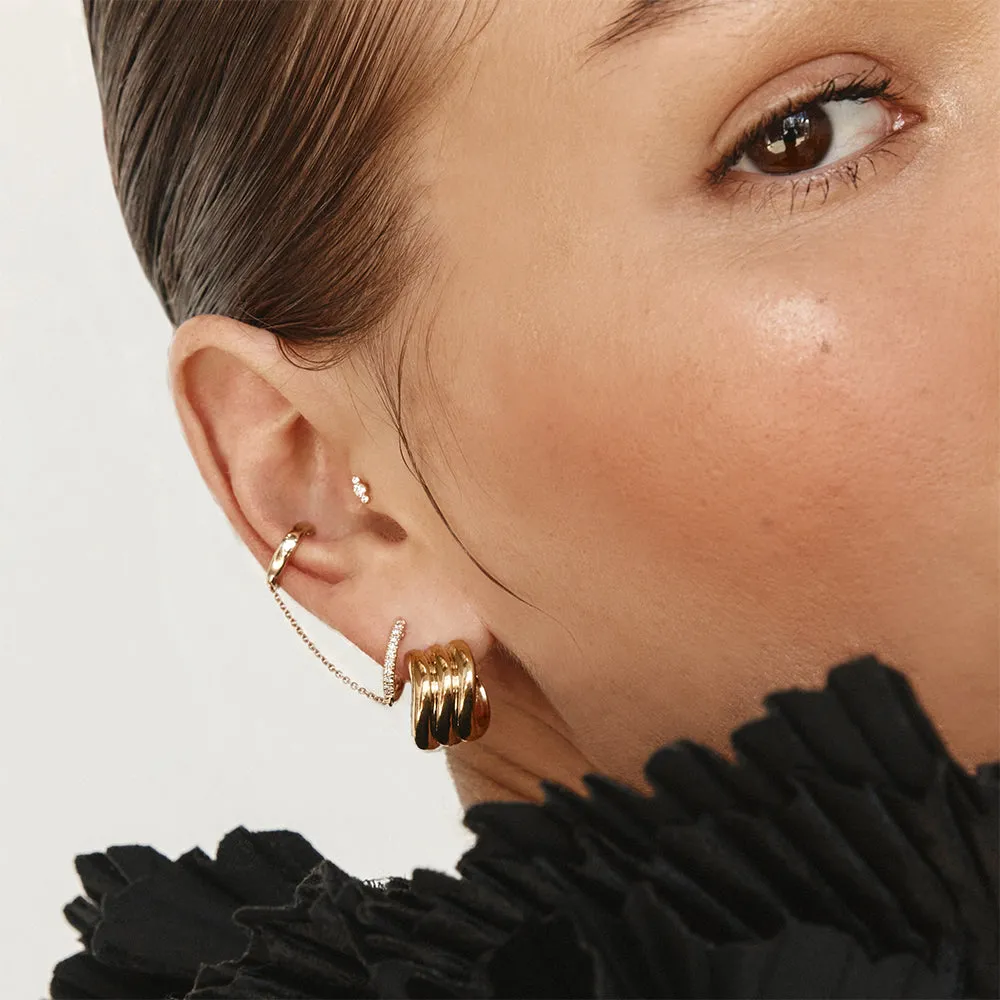 Triple Wave Hoop Earrings in Gold